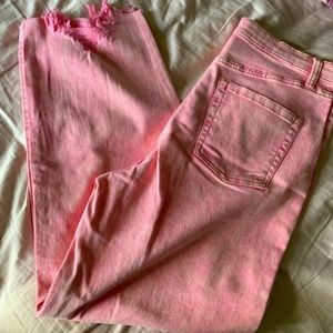 Pink Mom Jeans Size 14 Distressed Bottom